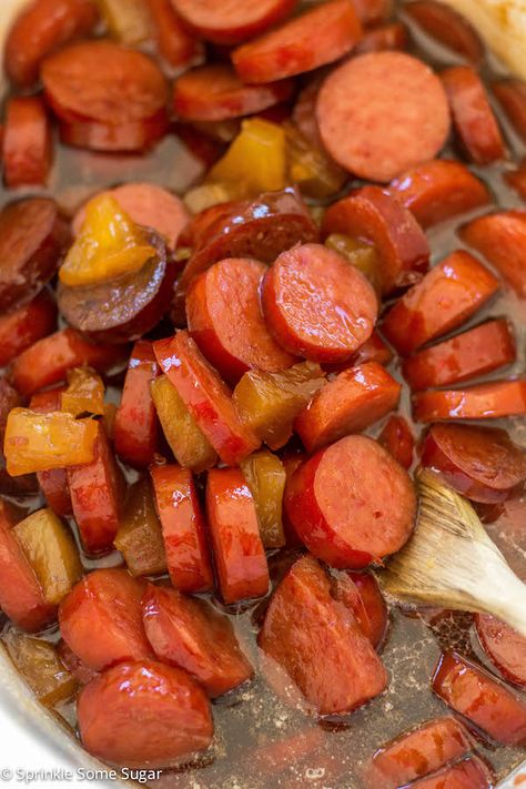 Hawaiian Kielbasa, Sausage And Potatoes, Luau Food, Kielbasa Recipes, Hawaiian Dishes, Hawaiian Food, Kielbasa, Snacks Für Party, Sausage Recipes