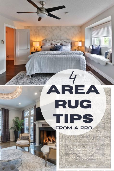 Off Center Area Rug, Area Rug Rules Living Rooms, 5x7 Rug Under King Size Bed, Styling Area Rugs, Hard Wood Floors Living Room Area Rugs, Living Room With Large Area Rug, Where To Put Area Rug In Bedroom, Big Rug In Bedroom, 10 X 10 Rug