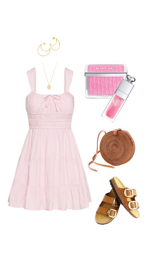 Summer Casual Look | Dress, sandals and pastel colors Dresses Pastel Colors, Dresses Pastel, Dress Sandals, Casual Look, Pastel Colors, Summer Casual, Casual Looks, Cute Outfits, Pastel