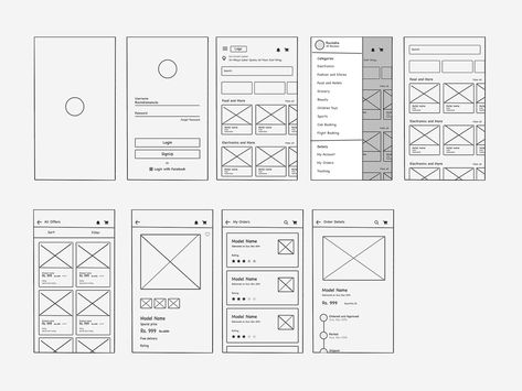 Wireframes App Design, Low Fidelity Wireframes App, Ux Wireframe App, Mobile Wireframe Design, Ux Design Projects, Wireframe Design App, App Wireframe Design, App Prototypes, Ux Design Wireframe