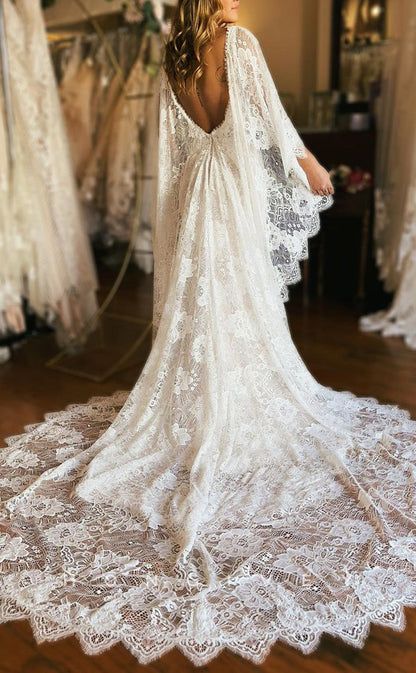 Beige Boho Wedding Dress, Long Sleeve Boho Wedding Dress Hippie, Stevie Nicks Wedding Dress Style, Wedding Dresses Crochet, Romani Wedding Dress, Boho Wedding Dress With Sleeves Bohemian, Hippie Wedding Dress Vintage, Fall Boho Wedding Dress, Western Boho Wedding Dress