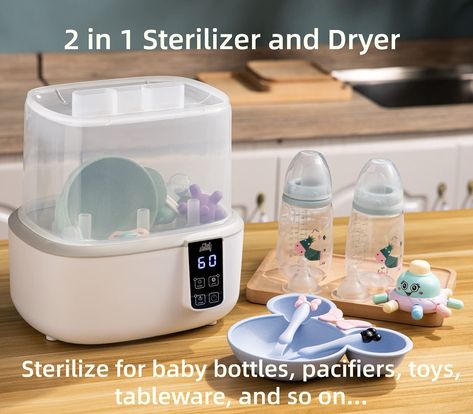 FAST AND RELIABLE STERILIZATION: Baby bottle sterilizer and dryer adopt highly temperature steam to sterilize 99.99% within 10 mins. it's a fast and reliable method to get a clean baby bottle MULTIFUNCTIONAL DESIGN: As for different needs, bottle steamer sterilizer and dryer have three modes that can be selected. sterilize only, dry only, sterilize & dry. You also can keep sanitized baby bottles stored in the baby bottle washer Baby Bottle Sterilizer, Bottle Washer, Bottle Sterilizer, Clean Bottle, Breast Pump, Baby Bottle, Breast Pumps, Led Display, Baby Bottles