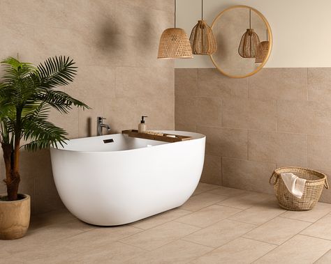 Full Tiles Bathroom, Warm Neutral Bathroom Ideas, Beige Bathroom Floor, Bathroom Beige Tile, Beige Bathroom Tile Ideas, Beige Bathroom Tile, Beige Bathroom Tiles, Beige And White Bathroom, Natural Stone Tile Bathroom