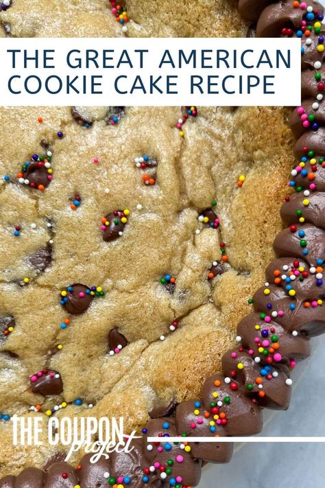 The Great American Cookie Cake Recipe Mrs Fields Cookie Cake Recipe, Cake Made Out Of Cookies, Copy Cat Great American Cookie Cake Recipe, Cookie Cake Icing Great American, Gf Cookie Cake, 8 Inch Cookie Cake, How To Make Cookie Cake Homemade, Great American Cookie Cake Recipe Copycat, The Best Cookie Cake Recipe