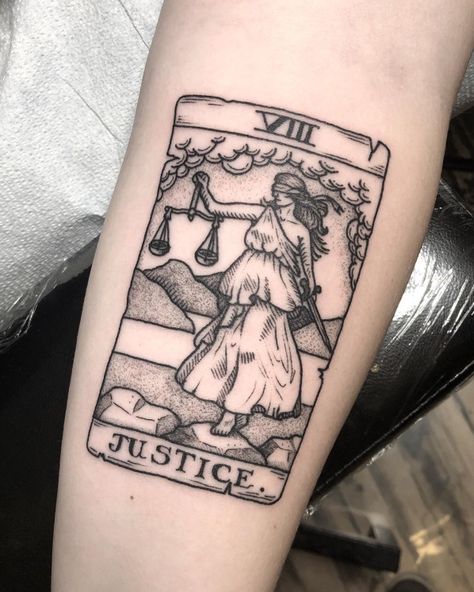 Justice Tattoo, Tarot Card Tattoo, Tarot Tattoo, Card Tattoo Designs, Garden Tattoos, Lady Justice, 4 Tattoo, Card Tattoo, Black Ink Tattoos