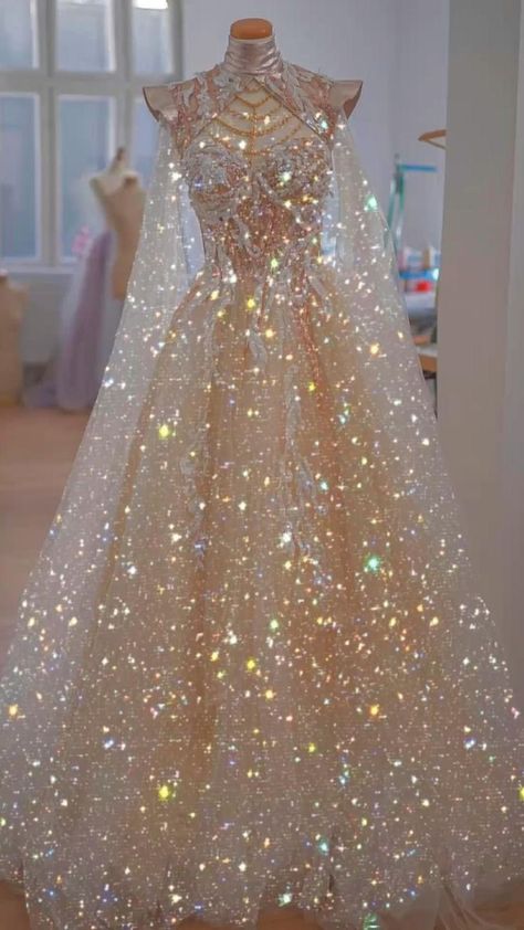 Gold Sparkly Wedding Dress, Prom Dress Glitter, Aesthetic Sparkle, Sparkle Princess, Glitter Dresses, Fairy Gown, Royalty Dress, Glitter Wedding Dress, Gown Ideas