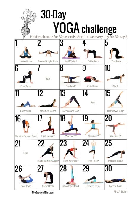 Easy Morning Workout, Yoga Poses Chart, Qui Gong, All Yoga Poses, 30 Day Yoga Challenge, 30 Day Yoga, Daily Yoga Workout, Yoga Exercises, Easy Yoga Workouts