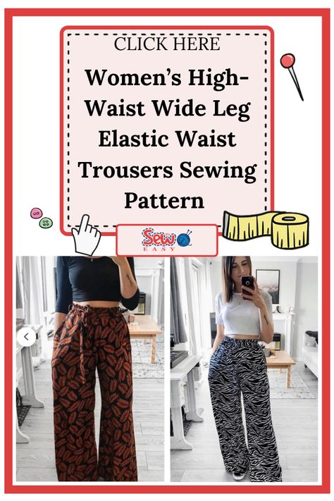 How would you like to step out in a spanky new pair of wide-legged pants? It’s always nice to have a go-to pair of wide-legged pants. They stand out, are versatile and easy to pair. The pattern is best-suited for intermediate sewers. However, beginners who are up for the challenge can take it up as well. The instruction manual does its best to help you complete the construction of the trousers efficiently. #womenssewingpatterns#easysewingpatterns#trouserssewingpattern#pantssewingpatterns Easy Sew Pants Women, Diy Dress Pants, Free Wide Leg Pants Sewing Pattern, Easy Wide Leg Pants Pattern, Free Wide Leg Pants Pattern, Loose Pants Pattern Free, Diy Trousers Pattern, Wide Leg Pants Sewing Pattern Free, Wide Leg Pants Pattern Free