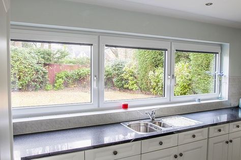 Small House Design Kerala, Sliding Window Design, Modern Kitchen Window, Kitchen Interior Ideas, Kitchen Sink Window, Kitchen Window Design, Model Dapur, Modern Kitchen Renovation, Tiny Kitchen Design