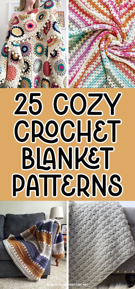 Afghan Ideas Crochet, Crochet Friendship Blanket, Sofa Blanket Crochet, Cozy Blanket Crochet Pattern, Winter Afghan Crochet Patterns, Quick Crochet Afghan Patterns Free, Crochet Big Project, Full Size Crochet Blanket Pattern Free, Crochet Vintage Blanket