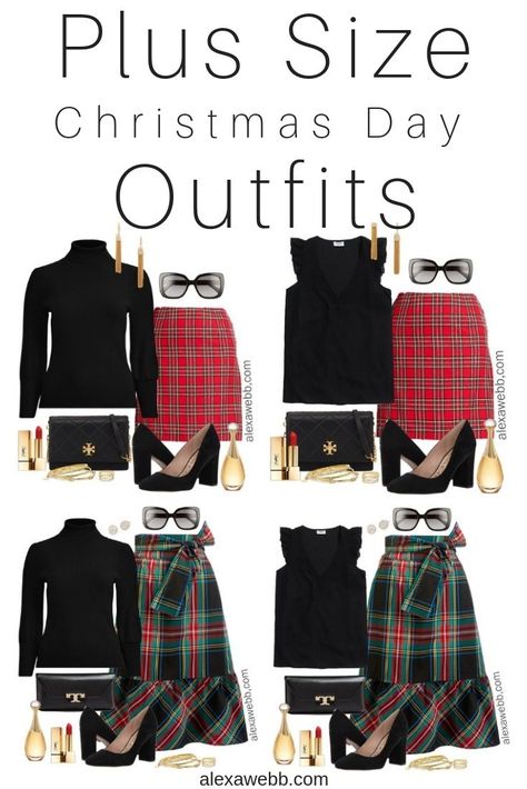 Plus Size Plaid Christmas Outfits - Plus Size Holiday Outfit Ideas - Plus Size Fashion for Women - alexawebb.com #plussize #alexawebb Plaid Christmas Outfit, Mens Fall Outfits, Plus Size Holiday, Holiday Outfit Ideas, Plus Size Plaid, Plus Size Black Dresses, Outfits Vestidos, Cute Christmas Outfits, Christmas Day Outfit