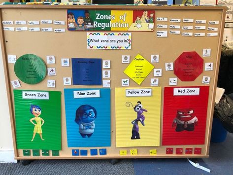 This resource was selected, as it would serve great purpose as intentional classroom decor. Students are able to relate their emotions back to the Zones, helping to develop their social-emotional skills. Photo taken from: https://www.pinterest.ca/pin/794674296754975488/ Interactive Zones Of Regulation Bulletin Board, Emotion Classroom Display, Self Regulation Display, Self Regulation Eyfs Ideas, Calming Down Corner Classroom, Emotion Display Board Eyfs, Zones Of Regulation Classroom Display, Zones Of Regulation Sensory Room, Zone Of Regulation Bulletin Board