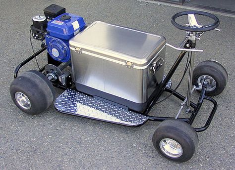 Cooler Kart, Drift Trike Frame, Lawn Mower Racing, Go Kart Frame Plans, Drift Kart, Cooler Cart, Homemade Go Kart, Go Kart Plans, Beer Crate