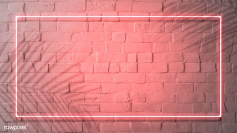 Red neon lights frame on a white brick wall mockup | premium image by rawpixel.com / HwangMangjoo White Bricks, Neon Frame, Pink Neon Lights, Thumbnail Background, Logo Youtube, Youtube Banner Backgrounds, Youtube Banner Design, Wall Mockup, Youtube Banner Template