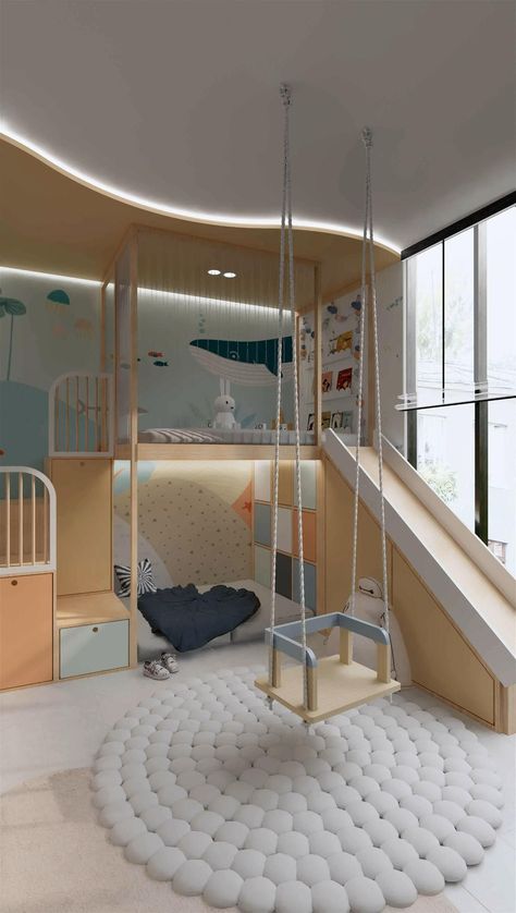 Cool Kids Bedrooms For Boys, Playroom Interior Design, Home Playroom Ideas, Playroom And Bedroom Combined, Childrens Room Ideas, Children Room Ideas, Kid Bedroom Ideas, Play Room Design, Diy Seng