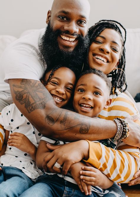 Indoor Family Photography, Indoor Family Photos, Indoor Family, Family Photoshoot Outfits, Black Family, Family Photo Pose, Lifestyle Photography Family, Spring Family, Johnson Family