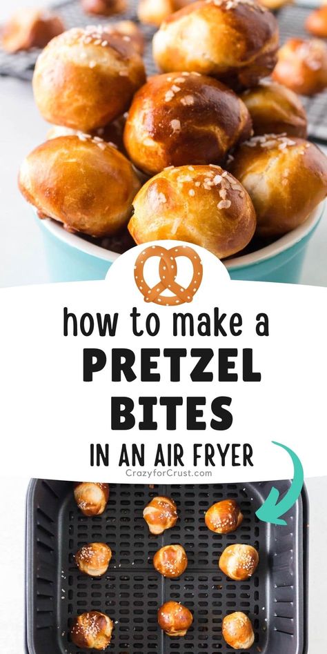 Air Fryer Pretzel Bites, Air Fryer Pretzel, Homemade Pretzel Bites, Pretzel Bites Recipe, Homemade Pretzel, Pretzel Bites Recipes, Crazy For Crust, Air Fryer Oven Recipes, Air Fry Recipes