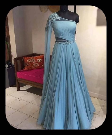 Shipping Worldwide. Fabric - Chiffon and Satin. Work - Swarovski and Embellishments. *Custom made outfit, can be made in any color of your choice. For price, orders & other information DM or What's App on +91 9930089059 Happy Shopping☺️. Designer Lengha, Western Gown, Indo Western Gown, Indian Wedding Gowns, Designer Bridal Lehenga Choli, Gown Party Wear, Lehnga Dress, Designer Bridal Lehenga, Long Gown Dress