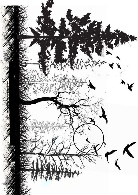 Celtic Nature Tattoo, Tattoo Woods Forest, Nature Tattoo Stencil, Tattoo Muñeca, Medium Size Tattoo, 29 Tattoo, Tree Line Tattoo, Rasta Tattoo, Forest Tattoo Sleeve