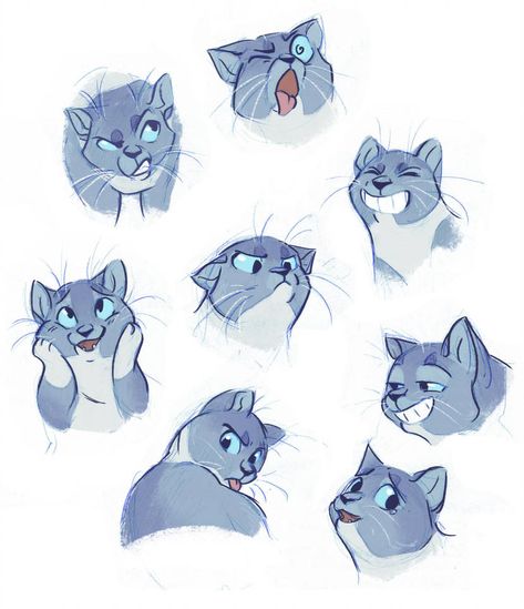 Cartoon Cat Drawing, Cat Expressions, Cartoon Expression, Cat Drawing Tutorial, Warrior Cat Drawings, Cat Sketch, Cat Cartoon, Warrior Cats Art, Drawing Cat