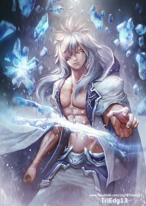 Ice God, Tanawut Gittakan on ArtStation at… Ice God Fantasy Art, Ice User Character Design, Ice Man Art, Ice Anime Character, Ice Character Design Male, God Character Design Male, White Hair Character Design, Ice Sorcerer, Ice Character Design