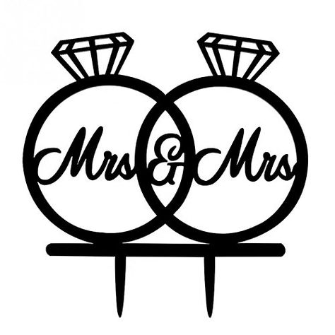 Mrs & Mrs Cake Topper, 2 Rings Together, Mrs Mrs Wedding Ideas, Wedding Cake Topper Printable, Mrs And Mrs Wedding, Diamond Ring Shape, Ring Cake Topper, Mr And Mrs Cake Topper, Mr Mrs Cake Toppers