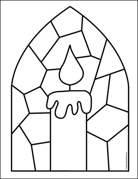 Candle Stained Glass Patterns, Advent Coloring Pages For Kids, Candle Template Free Printable, Christmas Light Coloring Page, How To Draw A Candle, Easy Christmas Coloring Pages, Christmas Candle Drawing, Candle Crafts For Kids, Paper Candle Craft