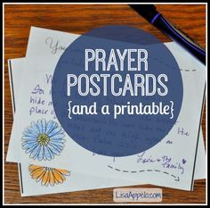 These free printable prayer postcards are a great way to tell someone that you are praying for them! They have space for a short note, encouraging verse or a picture by your kids. Free 2-sided printable to download. Growing Faith, Prayer Stations, Prayer Partner, Encouraging Verses, Praying For Others, Prayer Station, Printable Prayers, Short Note, Secret Sisters