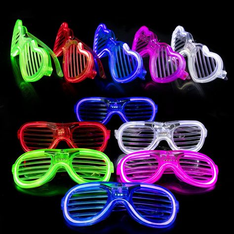 PRICES MAY VARY. Plastic New Upgrade Style - Our led glasses are newly upgraded with cold light, which is more comfortable to wear than the old style Glow in The Dark Party Supplies - 2 Shapes,5 Colors(pink, green, red, white, blue),total of 30 neon glasses,will create an unforgettable atmosphere for you Party Favors for Kids Adults - Our light up glasses are moderate in size, and the wearing experience for both adults and children is very comfortable Easy Operation - You only need to remove the Light Up Party Favors Wedding, Glow In The Dark Glasses, Glow In The Dark Pajama Party, Light Up Sunglasses, Glow Theme Party Outfits, Sage Quince, Neon Pool Parties, Neon Glasses, Glow Party Favors