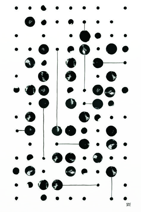 105 Dots 10 Lines by Skye Schuchman on Artfully Walls Gestalt Principles, Dot And Line, Sausalito California, Drawing Patterns, Rolled Paper Art, Geometric Symbols, Artfully Walls, Architecture Ideas, Sumi Ink