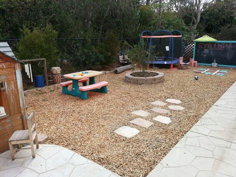 Kids play area Backyard Grass Landscaping, Grass Backyard, Playground Landscaping, No Grass Backyard, Backyard Plan, Diy Playground, Backyard Plants, Outdoor Play Area, Backyard Gazebo