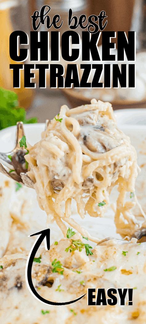 Easy Chicken Tetrazzini Recipe, Easy Pasta Bake, Chicken Tetrazzini Casserole, Amazing Easy Recipes, Easy Chicken Tetrazzini, Chicken Mushroom Pasta, Chicken Tetrazzini Recipes, Chicken Pasta Casserole, Pasta Bake Easy