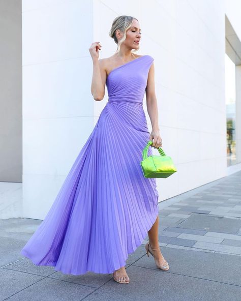 Purple Wedding Guest Dress | Lombard & Fifth by Veronica Levy on Instagram Rounding up lots of colorful styling options for your next special event. Wedding guest dress, colorful dress, purple dress, formal dress, trendy outfit, wedding outfit, outfit idea, summer outfit, spring outfit, formal event outfit Bright Purple Bridesmaid Dresses, Purple Wedding Guest Dress, Purple Wedding Guest Dresses, Spring Wedding Guest Attire, Wedding Guest Outfit Inspiration, Wedding Guest Outfit Spring, Purple Wedding Dress, Skirt Inspiration, Colorful Dresses Formal