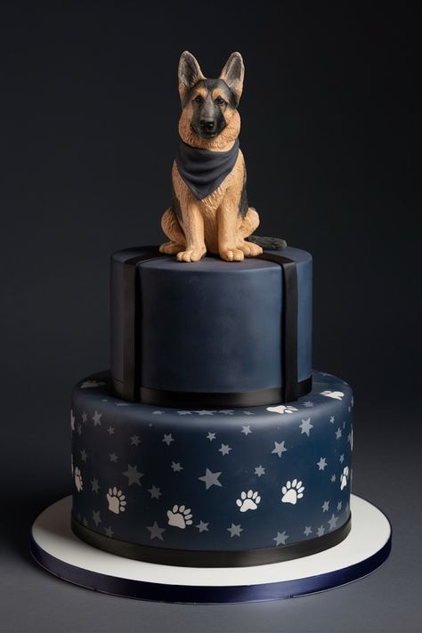 Delightful Cakes for German Shepherd Birthdays - Fetch These Ideas! German Shepherd Birthday Cake, German Shepherd Cake, Dog Cake Design, German Shepherd Birthday, Creative Cake Ideas, Dog Birthday Cake, Fondant Animals, Dog Cakes, Biscuit Cake