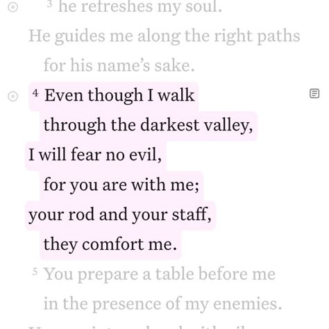 Daily Bible Verse 06/29/24 🩷 • • ‭Psalms 23:4 NIV‬ [4] Even though I walk through the darkest valley, I will fear no evil, for you are with me; your rod and your staff, they comfort me. • • @faithfully_with_you • • #biblequotes #bibleverses #bible #biblescripture #bibleverse #dailybibleverse #dailyquote #digitalart #nivbibleverse #nivbibletranslation #christianartist #christiandigitalart #christianity #christiancreator #catholicism #christiandigitalartwork #christian #christianart #catholi... Bible Comfort Verses, Psalm 23 Niv, Though I Walk Through The Valley, Even Though I Walk Through The Valley, Bible Verses For Babies, Psalm 23:4, Comfort Bible Verses, Bible Verse Psalms, Baby Bible Verses