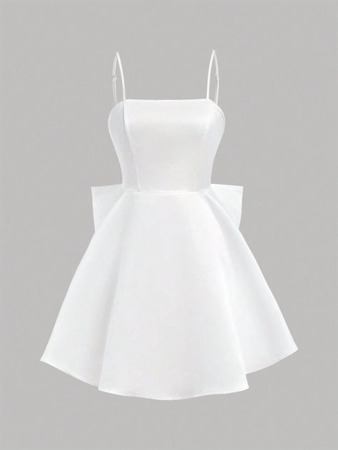 SHEIN Teen Girl Woven Solid Color Satin Backless Dress With Detachable Big Bowknot Casual Strappy Dress | SHEIN Confirmation Dresses For Teens, Satin Backless Dress, Confirmation Dresses, Casual Preppy Outfits, Strappy Dress, Strappy Dresses, Dresses For Teens, Preppy Outfits, Aesthetic Photography