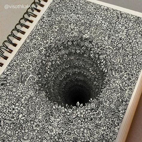 3d Detail Art Zentangle Kunst, Black And White Drawings, Optical Illusion Drawing, Graphic Artist Designer, Arte Doodle, Desen Realist, Illusion Drawings, Drawing Hands, Kartu Valentine