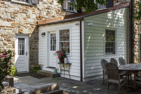 If you have an older home in an established neighborhood with strict HOA rules perhaps you can expand your living space with a #bumpout addition. Take a look at this first floor remodel that expanded the homeowner's living space within the footprint of the home except for a small #mudroom bumpout. Bump Out Mudroom Addition, Shed Home Addition, Side Addition To House, Bumpout Addition Ideas, Small House Addition Ideas, Kitchen Addition Ideas Bump Out, Small House Additions, Industrial Style Basement, Exterior Kitchen Doors