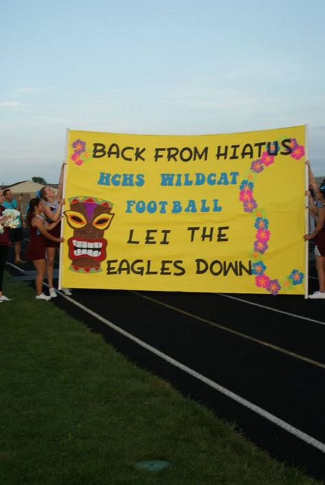 Hawaiin / Tropical Theme Tropical Football Theme, Cheer Posters, Football Ideas, Wildcats Football, Football Signs, Football Theme, Football Themes, Pep Rally, Football Quotes