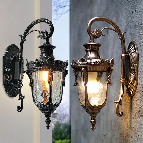 Black/Bronze Outdoor Wall Light Fixtures Exterior Waterproof Sconce Porch Lights | eBay Outdoor House Lights Fixtures, Front Porch Sconces, Outside Lighting Ideas Porch, Renter Tips, Porch Lighting Ideas, Outside Lights, Porch Lamp, Porch Light Fixtures, Front Porch Lighting