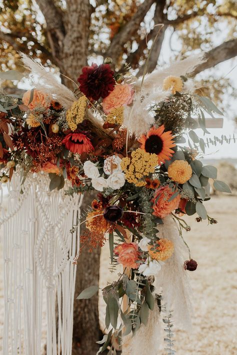 Boho Fall Wedding With Sunflowers, July Boho Wedding, August Boho Wedding, Moongate Arch Wedding, Boho Sunflower Wedding, Moongate Arch, Fall Lake Wedding, Fall Sunflower Weddings, Boho Ceremony