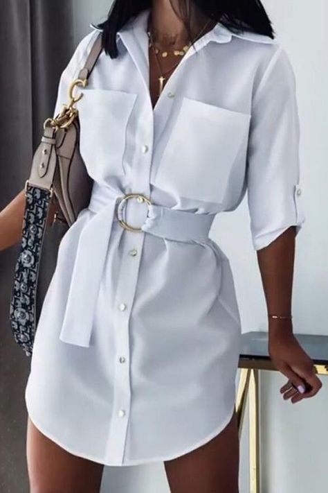 Elegant Dress Casual, Half Sleeve Shirt, Shirt Mini Dress, Elegant Casual Dress, Shirt Dress Outfit, Dress Office, Sleeveless Dresses Casual, Shirt Dress Summer, Half Sleeve Shirts