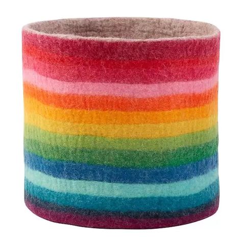 Joyful Felt Bin | The Container Store Hippie Classroom, Rainbow Living Room, Organization Goals, Rainbow Home Decor, Pom Pom Decor, Rainbow Decor, Decorative Storage Boxes, Rainbow Room, Toy Storage Boxes