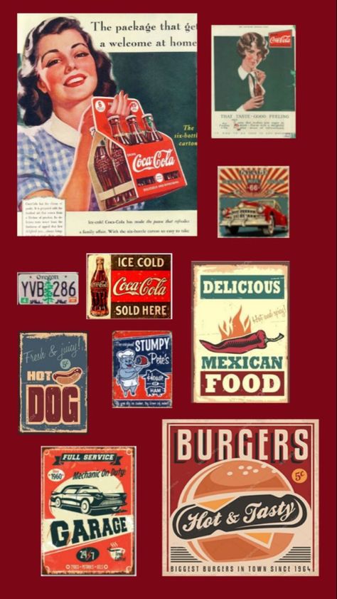 Retro American Aesthetic, American Retro Style, 1950s Aesthetic Wallpaper, 90s Retro Aesthetic, Print Advertising Design, American Wallpaper, American Aesthetic, 60s Aesthetic, Americana Aesthetic