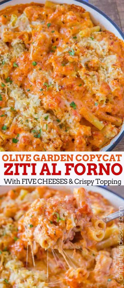 Olive Garden Five Cheese Ziti, Five Cheese Ziti Al Forno, Copycat Dinner, Cheese Ziti, Five Cheese Ziti, Ziti Al Forno, Easy Carbonara Recipe, Baked Olives, Italian Chicken Pasta