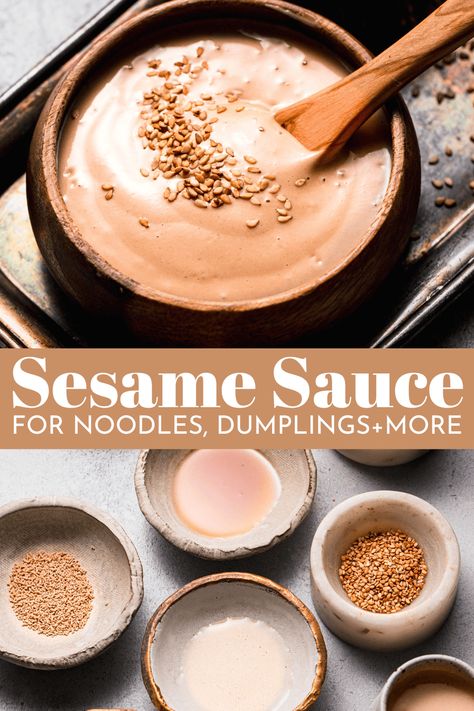 Japanese Sesame Sauce is a creamy and nutty condiment you can pair with salads, hot pot, noodles, gyoza, stir fry, vegetables, and more! An easy 8-ingredient recipe that’s ready in just 5 minutes. Homemade Sesame Sauce, Asian Sesame Sauce, How To Make Sesame Sauce, Sesame Sauce Recipe Easy, Sesame Sauce Recipe, Creamy Ponzu Sauce Recipe, Japanese Sesame Sauce, Japanese Yum Yum Sauce, How To Make Ponzu Sauce