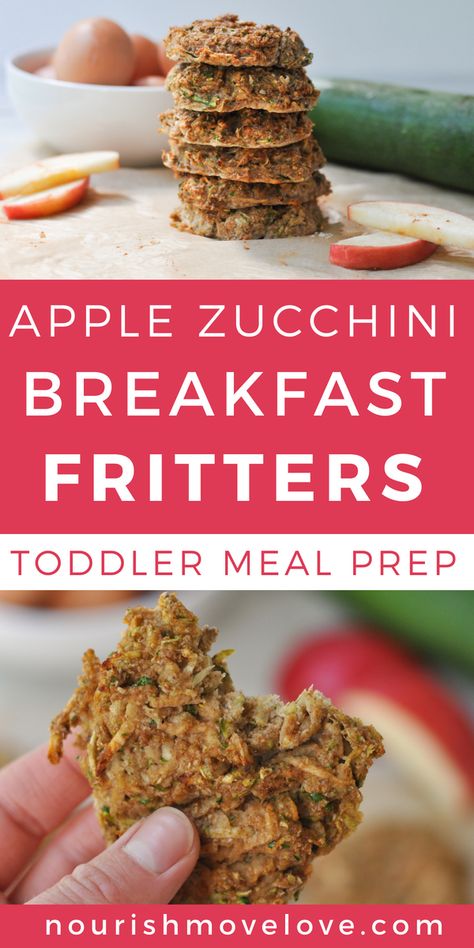 Apple Zucchini Breakfast Fritters Toddler Meal Prep Blw Breakfast Ideas Freezer, Nourish Move Love Recipes, Zucchini Baby Recipes, Zucchini Recipes Toddler, Toddler Avocado Recipes, Toddler Zucchini Recipes, Zucchini Toddler Recipes, Avocado Recipes Toddler, Toddler Breakfast Cookies