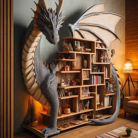 Dragon Chair, Dragon Room Decor, Yin Yang Art, Fantasy Furniture, Dragon Decor, Architecture Drawing Art, Fantasy House, Home Libraries, Earthship