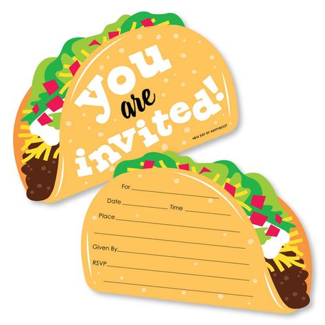 Gather your squad and throw a fiesta with our Taco ‘Bout Fun – Mexican Fiesta collection. This collection features a variety of taco shapes and vibrant colors. Start the party fun by adding taco-shaped yard decorations and welcome yard sign. Then, coordinate the must-have taco bar and dessert table to the rest of the p Mexican Fiesta Party, Mexican Birthday, Fiesta Theme Party, Taco Party, Fun Invitations, Mexican Party, Cards With Envelopes, Big Dot Of Happiness, Fiesta Party