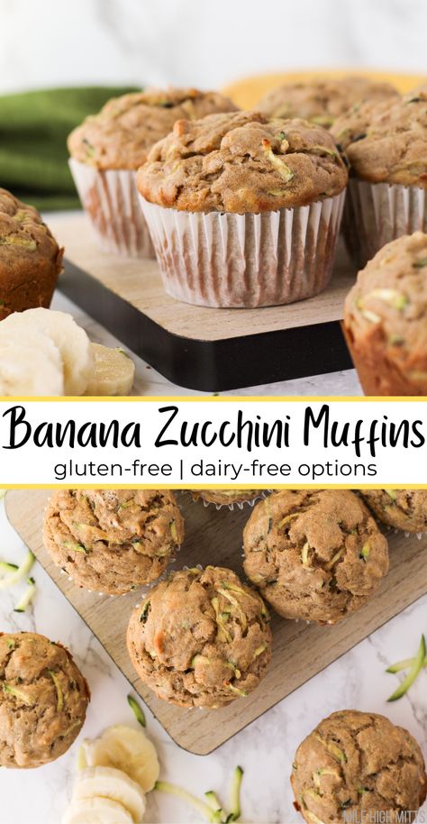 Breakfast Muffins Zucchini, Chocolate Chip Banana Zucchini Bread Gluten Free, Natural Nurturer Muffins, Nut Free Muffin Recipes, Gf Df Zucchini Muffins, Gluten Free Banana Zucchini Cake, Healthy Muffins Zucchini, Vegan Banana Zucchini Muffins, Healthy Breakfast Zucchini Muffins